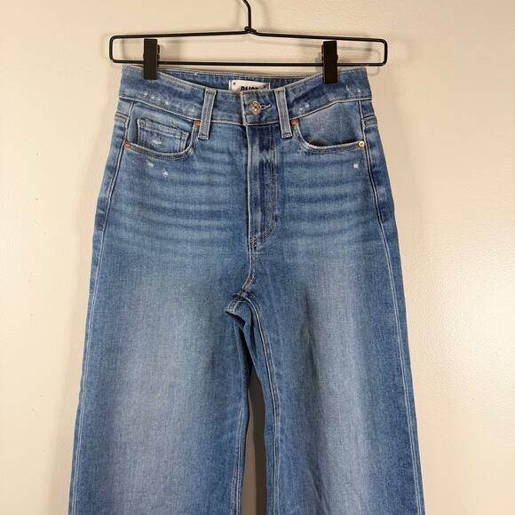 Paige Anessa Jeans Rock Show Distressed Cropped Medium Wash Blue Mid Rise Sz 24 - Picture 4 of 12